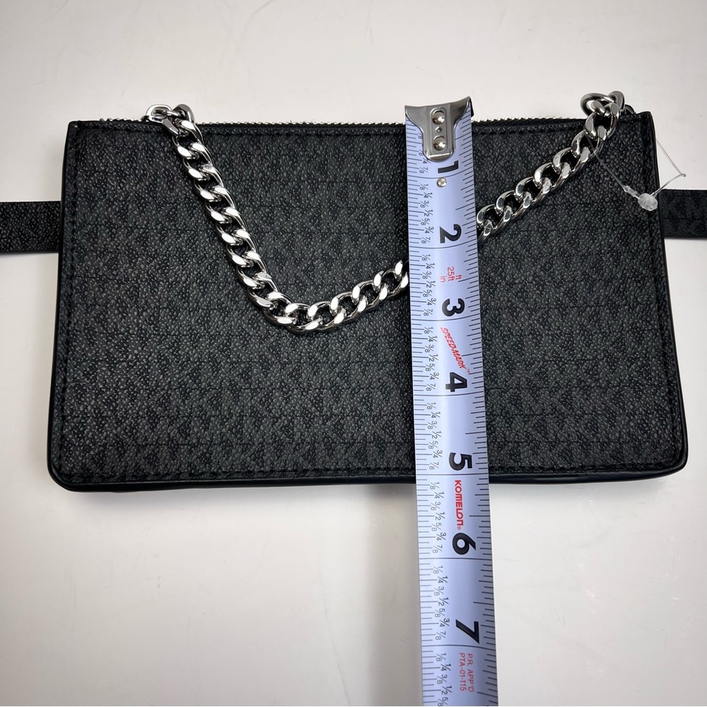 MICHAEL KORS Belt Bag with Silver Chain Detail, Size Large , Black and Taupe - Picture 6 of 8